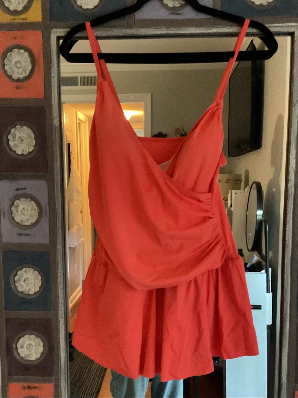Red Spaghetti Strap Peplum Dress